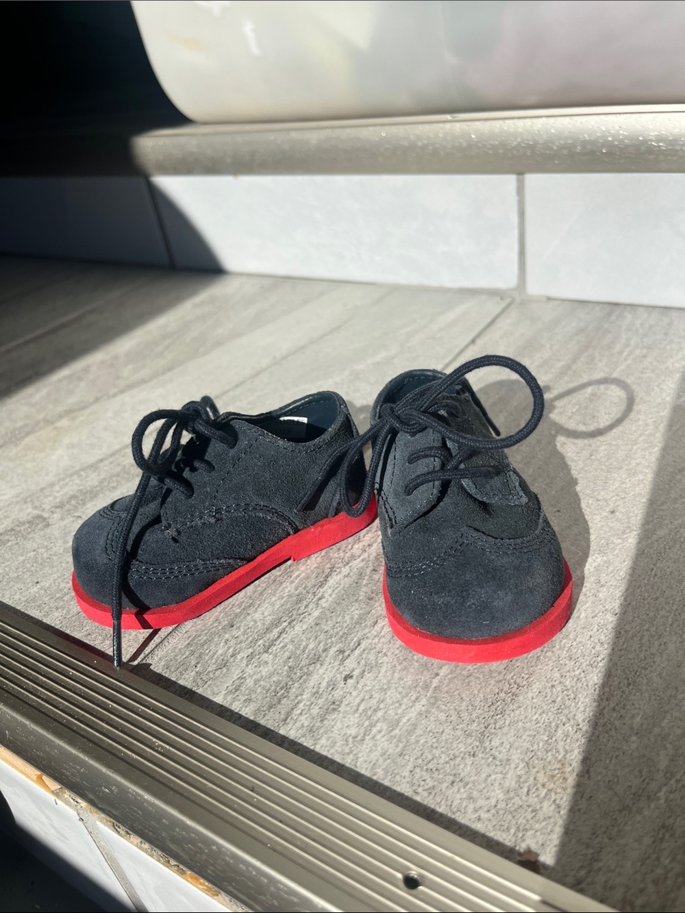 Cole Haan Baby Zerogrand Navy Suede Dress Shoes with Red Soles